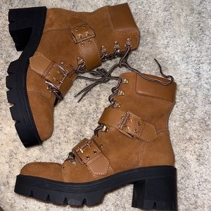 Carmel brown combat boots. Never been worn
